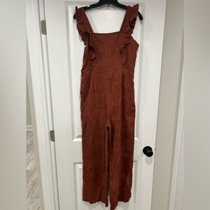 Brown Corduroy Wide Leg Jumpsuit